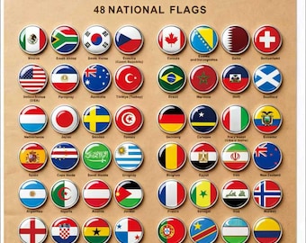 2026 Wereld 48 Nationale Vlaggen Pins Voetbalbeker Emaille Badge Broche voor Voetbalfans Souvenirs Geschenken: