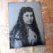Antique Gem Miniature Tintype Photo - Young Lady with Long Dark Curly Hair