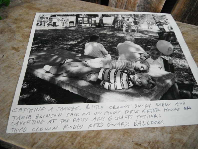 St Identified - Vintage Press Photo Cute and Creepy Little Clowns Catching A Snooze in the Park Petersburg FL Times