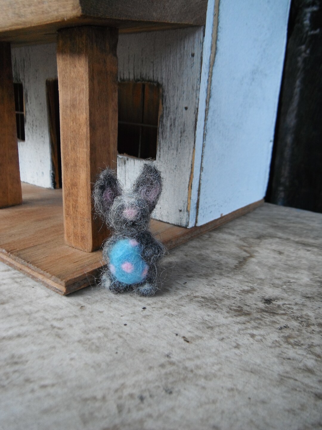 Tiny Handmade Needle Felted Bunny Rabbit Holding Speckled Easter Egg - Etsy