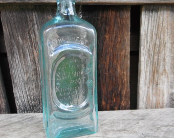 Antique Aqua Medicine Bottle - The Great Doctor Kilmer's Swamp Root - Kidney Liver and Bladder Cure