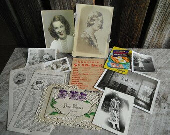 Vintage 12 Piece Photo Ephemera Lot - Junk Journal - Scrapbook - Tribute to Mom Theme