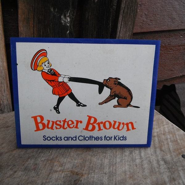 Vintage Buster Brown - Socks and Clothes for Kids - Plastic Countertop Advertising Sign