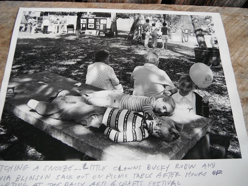 St Identified - Vintage Press Photo Cute and Creepy Little Clowns Catching A Snooze in the Park Petersburg FL Times