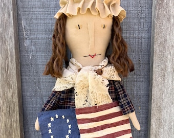 Primitive Americana Patriotic Betsy Ross Doll Shelf Sitter