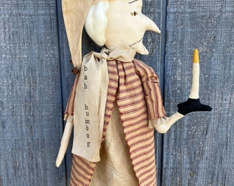 Primitive Christmas Ebenezer Scrooge Doll Shelf Sitter