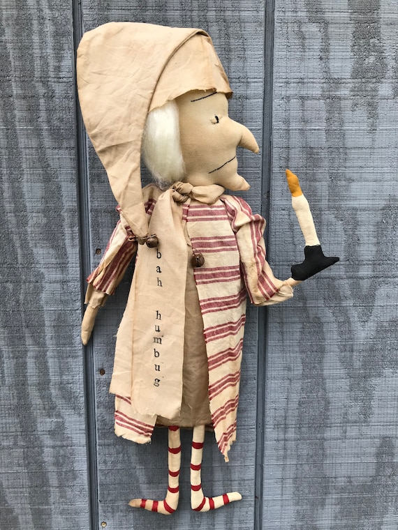 Primitive Christmas Ebenezer Scrooge Doll Shelf Sitter