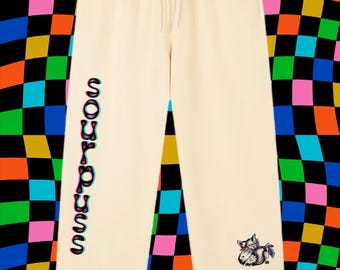 Pantalon de survêtement chat acidulé ! Pantalon confortable SOURPUSS jaune noir