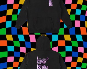 Sweat à capuche noir et violet Felines Fight Fcsism