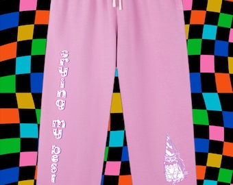 Pantalon de survêtement Crying Clown Cat - CRYING MY BEST ! Pantalon confortable rose noir gris