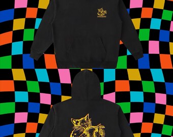 Sweat à capuche noir et jaune SOURPUSS Cat Fruit