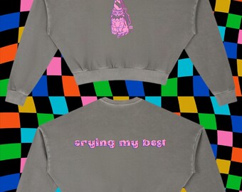 Sweat Semi Court Crying My Best Clown Cat - Rose Gris Noir
