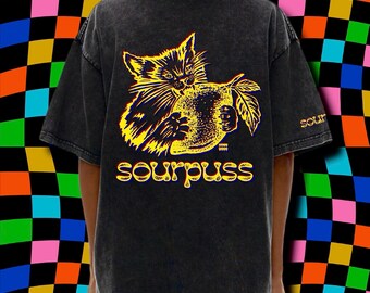 Chemise à slogan chat acidulée - SOURPUSS T-shirt oversize en coton jaune noir