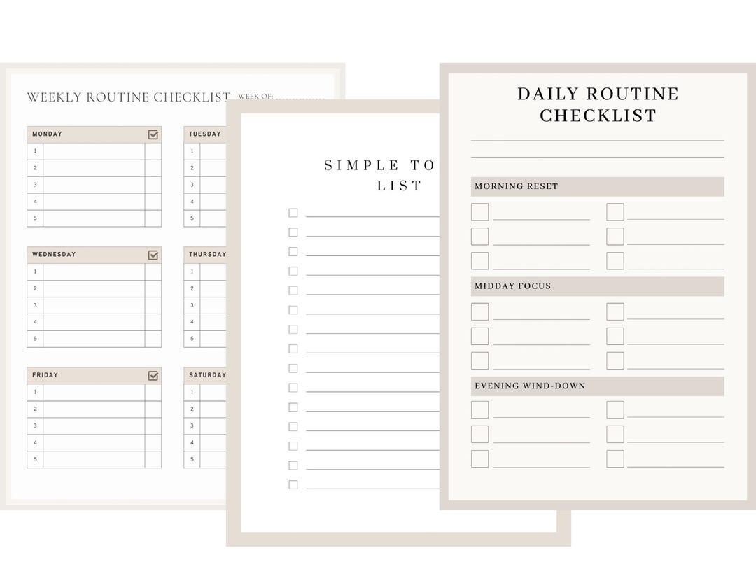 Handheld Routine Checklist Routine Checklist Bundle Printable | Daily Weekly To-do Planner PDF ...