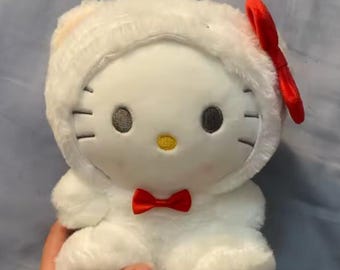 Hello Kitty Plush Toy – Cute White Bunny Outfit Stuffed Animal | Hello Kitty Kawaii Plush Gift 25cm