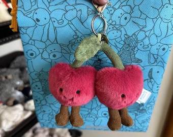 Jellycat Amuseables Cherries Bag Charm | Soft Plush Keychain