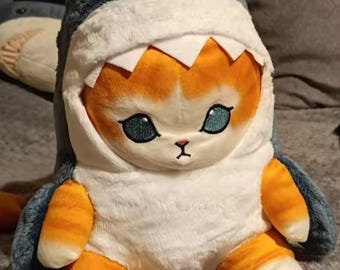 Cat Shark Plush Toy | Kawaii Kitty Stuffed Animal | Soft Huggable Pillow Gift