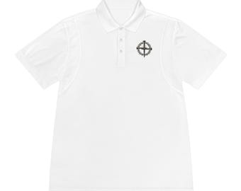 Polo con tre chiodi e corona di spine / Piccolo emblema sul petto, distintivo cristiano