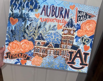 Custom College Canvas Painting | Personalized Graduation Gift | Sorority Style Dorm Decor | Hand Painted University Art | Christian Gift