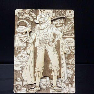 May include: Wooden plaque featuring a carved illustration of a character from a manga series, with comic-style background elements. The character is depicted in a dynamic pose, wearing a long coat and hat. The number "10" is visible in the upper left corner.
