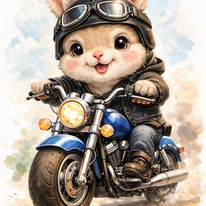 Tiny Rebel Rider Baby Hippity Hop Bunny, druckbare Wandkunst (digitaler Download)