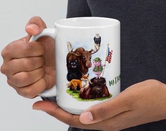 Mug National Parks "National Pork" by Sheep Incognito Yellowstone Glacier RMNP Animals