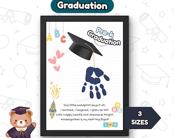 Recuerdo de huellas de manos para la graduación de preescolar 2026, manualidad para el último día de clases, lámina imprimible de arte con huellas de manos para la graduación de preescolar