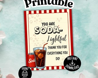 Letrero imprimible de agradecimiento Soda-Lightful, Letrero de agradecimiento para personal docente, Decoración para fiestas temáticas de refrescos, Póster de agradecimiento para empleados y compañeros de trabajo
