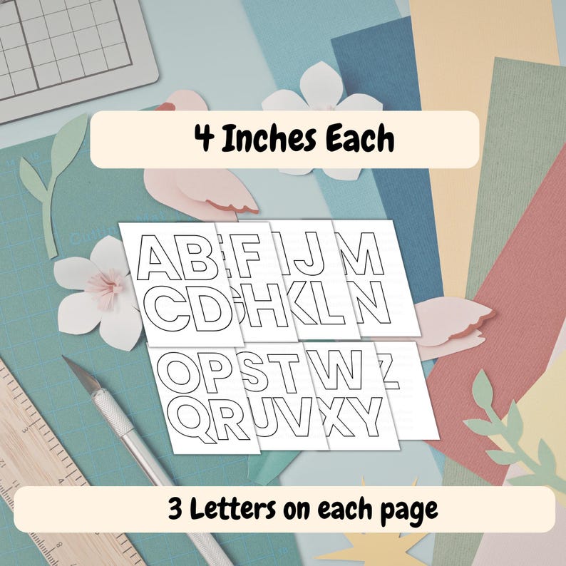 Printable Bubble Letters A-Z PDF, Alphabet Stencil Templates, Cut Out Letter Outlines, Bulletin Board Decor, Classroom Banner Letters image 3