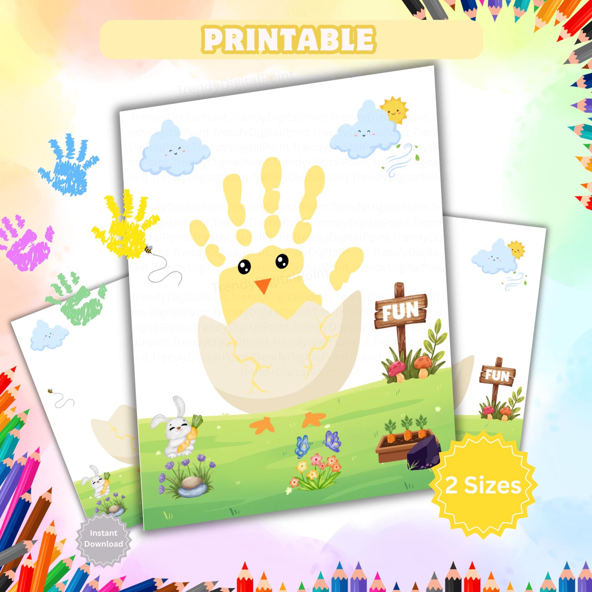 Spring Chick Handprint Craft Printable, Easter Handprint Art for Kids ...