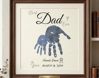 Manualidad con huella de mano "Sin duda, el mejor papá del mundo", regalo imprimible para el Día del Padre 2026, letrero de recuerdo con la huella de la mano de papá hecho por los niños.