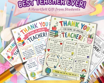 Dibujos para colorear imprimibles para agradecer a los maestros, regalo de agradecimiento para maestros, actividad escolar para niños, regalo para la semana del maestro, descarga instantánea.