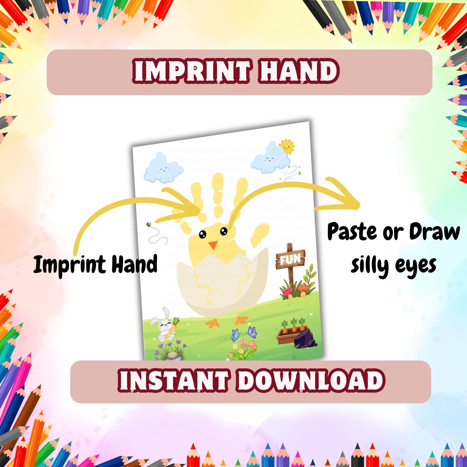 Spring Chick Handprint Craft Printable, Easter Handprint Art for Kids ...