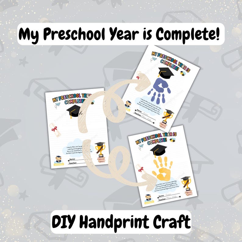 Preschool Graduation Handprint Keepsake Printable, Last Day of School ...