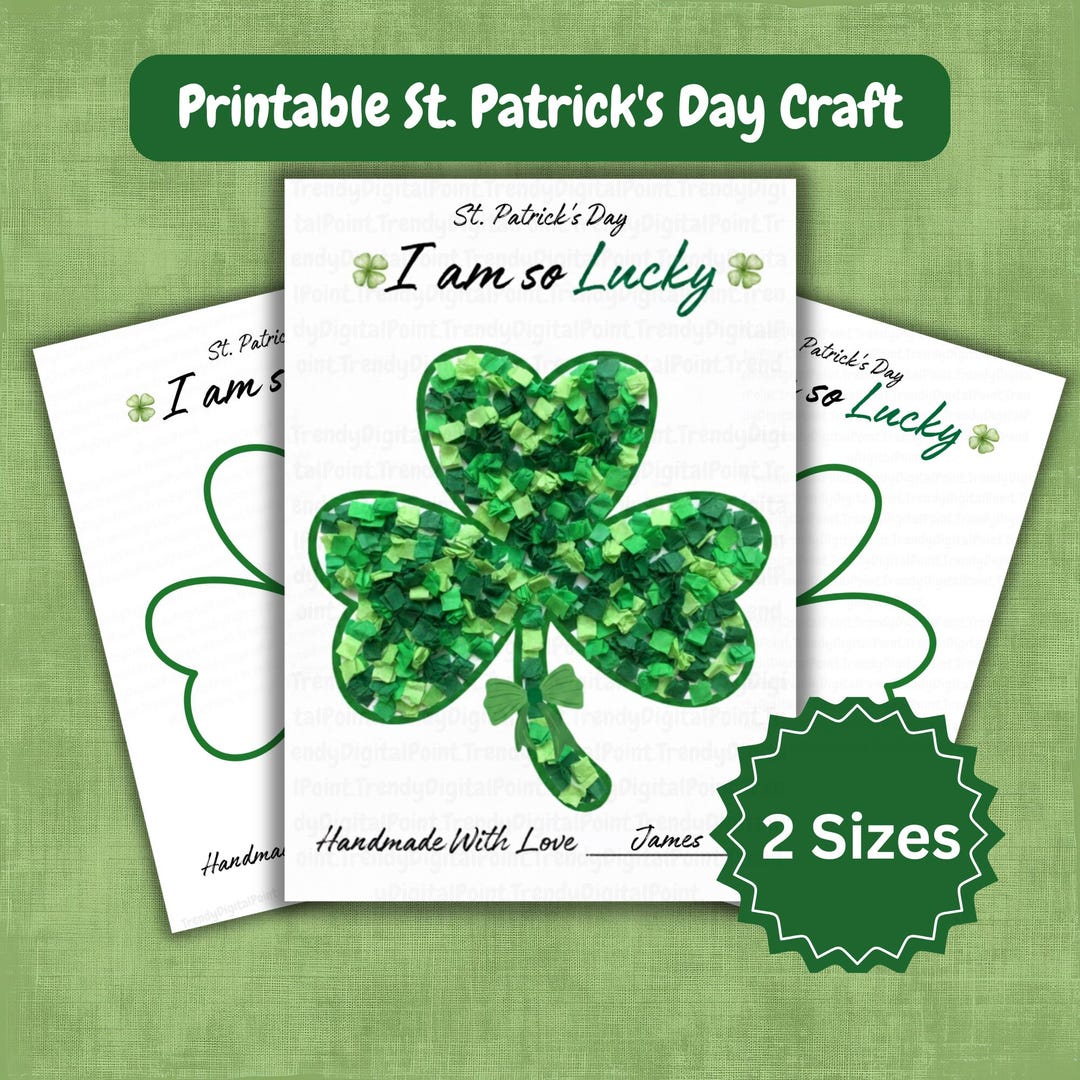 St Patrick’s Day Tissue Paper Craft Printable, Shamrock Tear Art ...