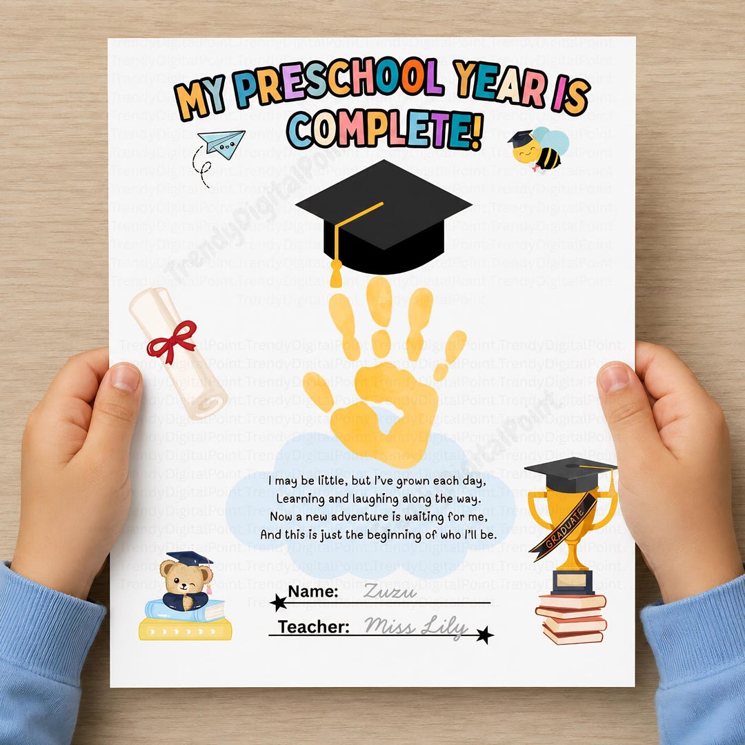 Preschool Graduation Handprint Keepsake Printable, Last Day of School ...