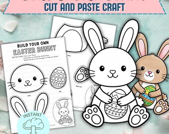 Easter Bunny Craft Printable, Build a Bunny Cut and Paste Activity ...