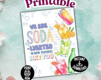 Letrero imprimible para barra de refrescos de agradecimiento al maestro, letrero iluminado para maestros, decoración para fiestas de maestros, letrero de mesa de agradecimiento para maestros, descarga instantánea