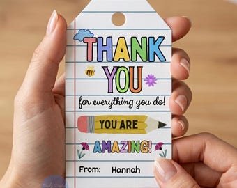 Etiquetas de regalo para profesores imprimibles y editables, plantillas de Canva, etiquetas de regalo de fin de año para profesores.