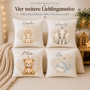 Personalized Pillow with Name | Baby & Kids Cushion | Baby Shower Gift | Baptism Gift | Birthday Gift | Boho Animal Pillow | 16x16 Inch image 3