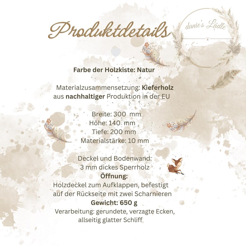 Geschenk Patentante personal – Erinnerungskiste mit Namen – Taufgeschenk Patin – Holzkiste individuell – Geschenk zur Taufe Mädchen Junge image 4