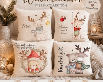 Personalized Christmas Pillow | Winter Pillow with Name | Christmas Gift for Kids | Custom Cushion | Winter Wonderland | 16x16 Inch