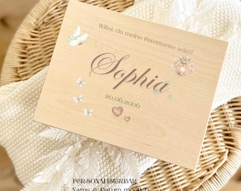 Geschenk Patentante personal – Erinnerungskiste mit Namen – Taufgeschenk Patin – Holzkiste individuell – Geschenk zur Taufe Mädchen Junge