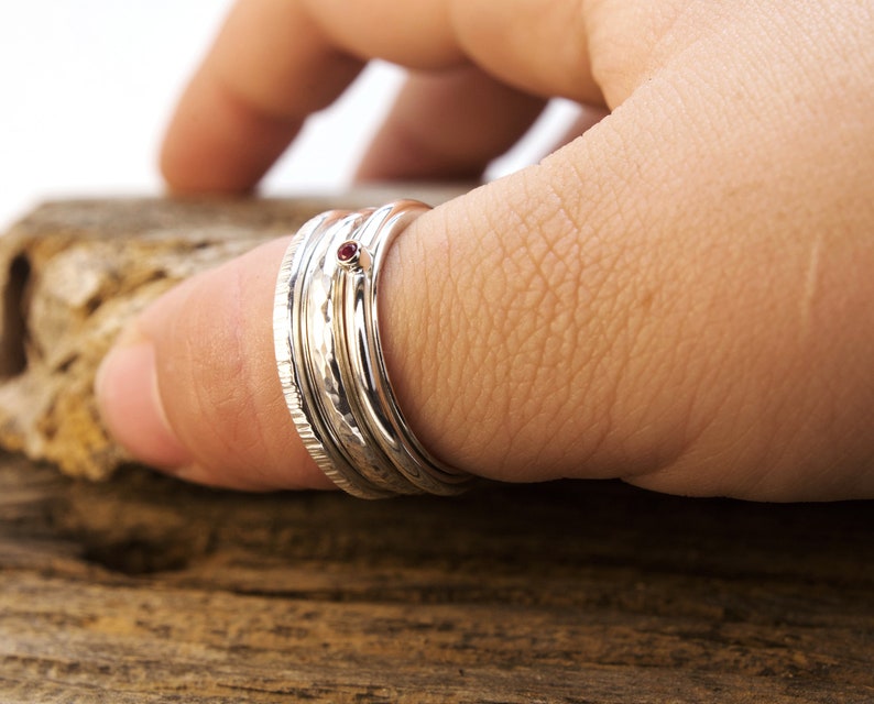 Hammered fidget spinning ring 12 ga, playful ring, sterling silver, meditation, mindfulness, worry ring, anxiety, stacking, adhd image 7