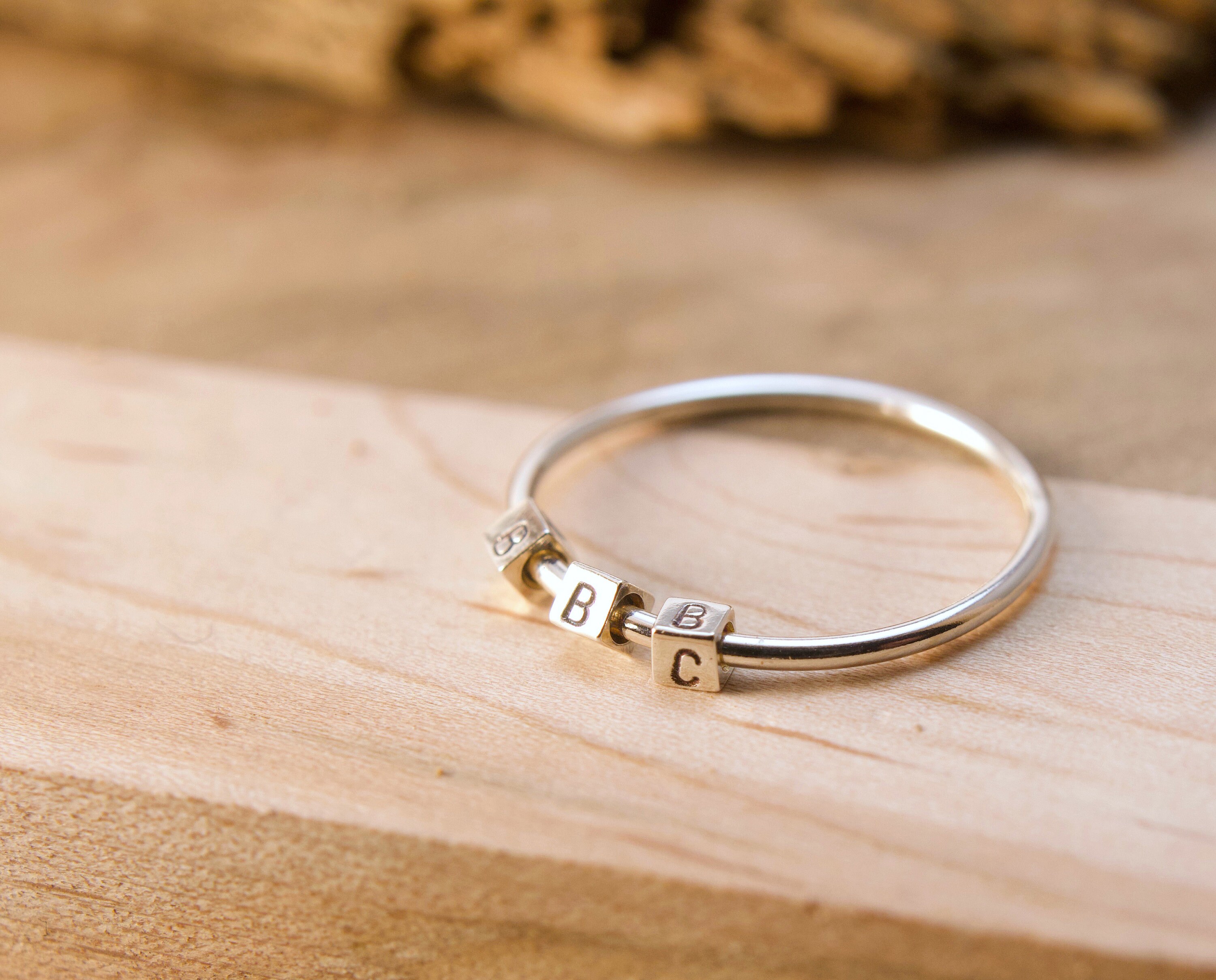 Fidget Stamped Triple Cubes Ring Custom Stacking Playful Etsy