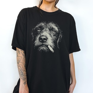 T-Shirt mit dem Aufdruck „Deutscher Drahthaar“ – Rauchendes Hunde-T-Shirt – GWP-Zigarette