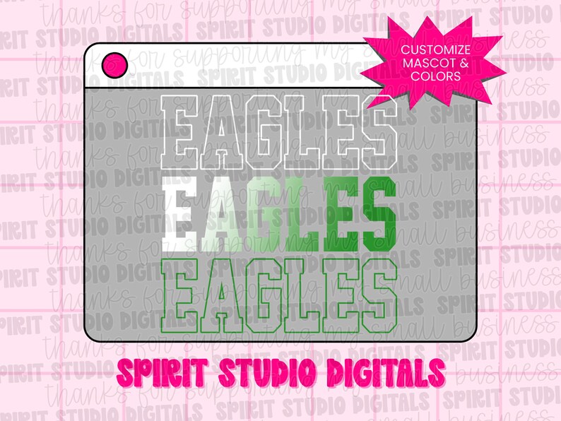 Green Eagles Game Day Gradient Mascot Digital Design PNG: School Spirit ...