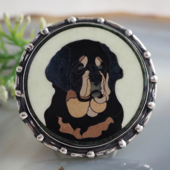 ロットワイラー 犬用リング ロットワイラー ピエトラ・デュラ モザイク ステートメント