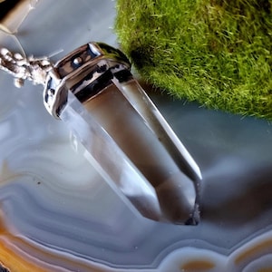 Magic Crystal Pendant Clear Quartz Necklace Rock Crystal Sterling Silver Jewelry Izovella