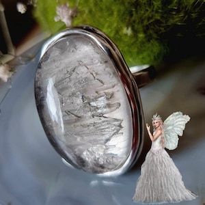 Clear Quartz Ring Magical Statement Stone Sterling Silver Jewelry Izovella